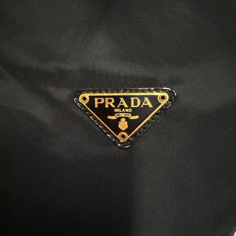 Authentic Prada Black Nylon Drawstring Bucket Han… - image 3